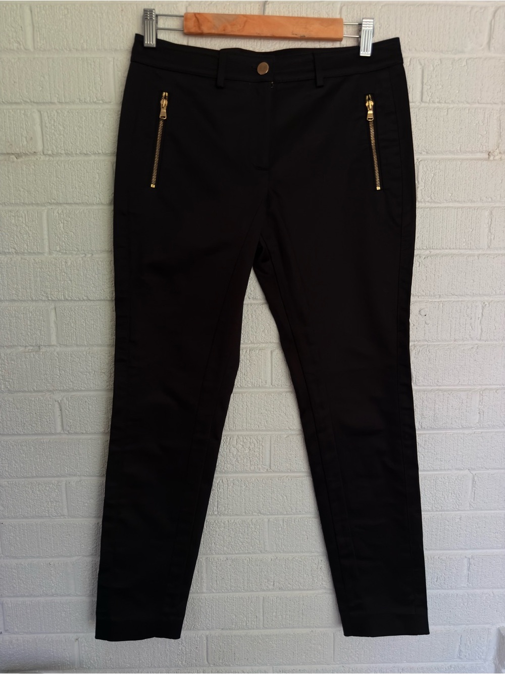Paul & Shark Black Slim Zip-Front Pants Cotton